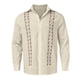 thumbnail image 3 of Camisas Para Hombre Talla Extra Camisa de hombre con estampado de botones de solapa de primavera y verano. (Khaki, XL), 3 of 5