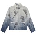 thumbnail image 4 of Jackets for Women Winter Coat Jackets Flannel Stand Collar Jacket(Ocean Jellyfish Ink Drawing Art,Size:S-4XL), 4 of 7