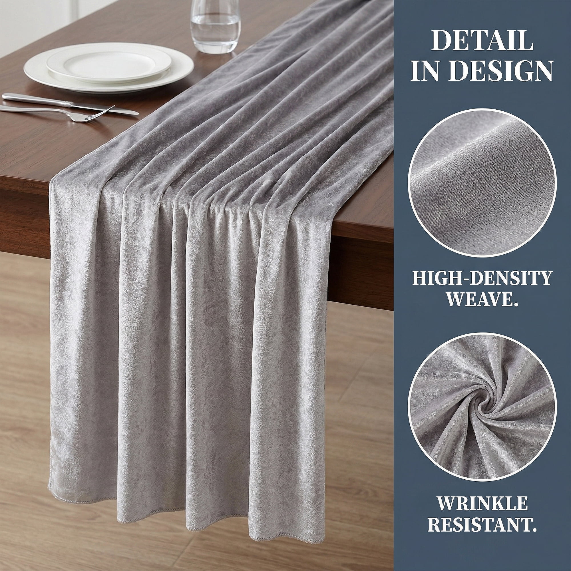 Unique Bargains Birthday Decorations Long Polyester Kitchen Runner Gray 27.6x118.1in