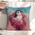 thumbnail image 6 of Penguin heart roses Linen toss pillowcase Decoration pillowcase Gift preferred 24x24" Cushion cover 1 set Sofa pillowcase Sofa bedroom living room car, 6 of 8