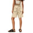 thumbnail image 3 of Fabrcox Bermuda Shorts Patchwork Curve Bike Shorts Women Striped Drawstring Cargo Shorts for Women with Multiple Pockets, 3 of 4