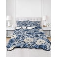 thumbnail image 3 of Navy Blue White Peony Queen Size Down Alternative Comforter, Lightweight Comforter Quilt Bedding Set with Pillow Shams Vintage Floral Blossom All Seasons Bed Comforter Duvet Insert 90"x96", 3 of 7