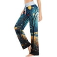 thumbnail image 3 of Women's Starry Forest Pajama Pants, Casual Pajama Bottoms Lounge Pants Wide Leg, 3 of 7