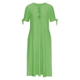 thumbnail image 2 of Fengqque Women Summer Dresses Short Sleeves V Neck Maxi Dresses Plus Size Boho Long Dresses Green XL(XL), 2 of 5