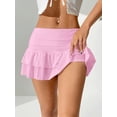 thumbnail image 6 of Pink Ruffle Layered Mini Skirt For Women Casual Summer Wear, 6 of 7