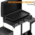 thumbnail image 5 of 3 Burner BBQ Gas Griddle with Hood, 25.6 Inch Stainless Steel Portable Detachable Propane Griddle, 45,000 BTU Flat Top Grill with Side Shelves for Camping Tailgating, Black, 5 of 13