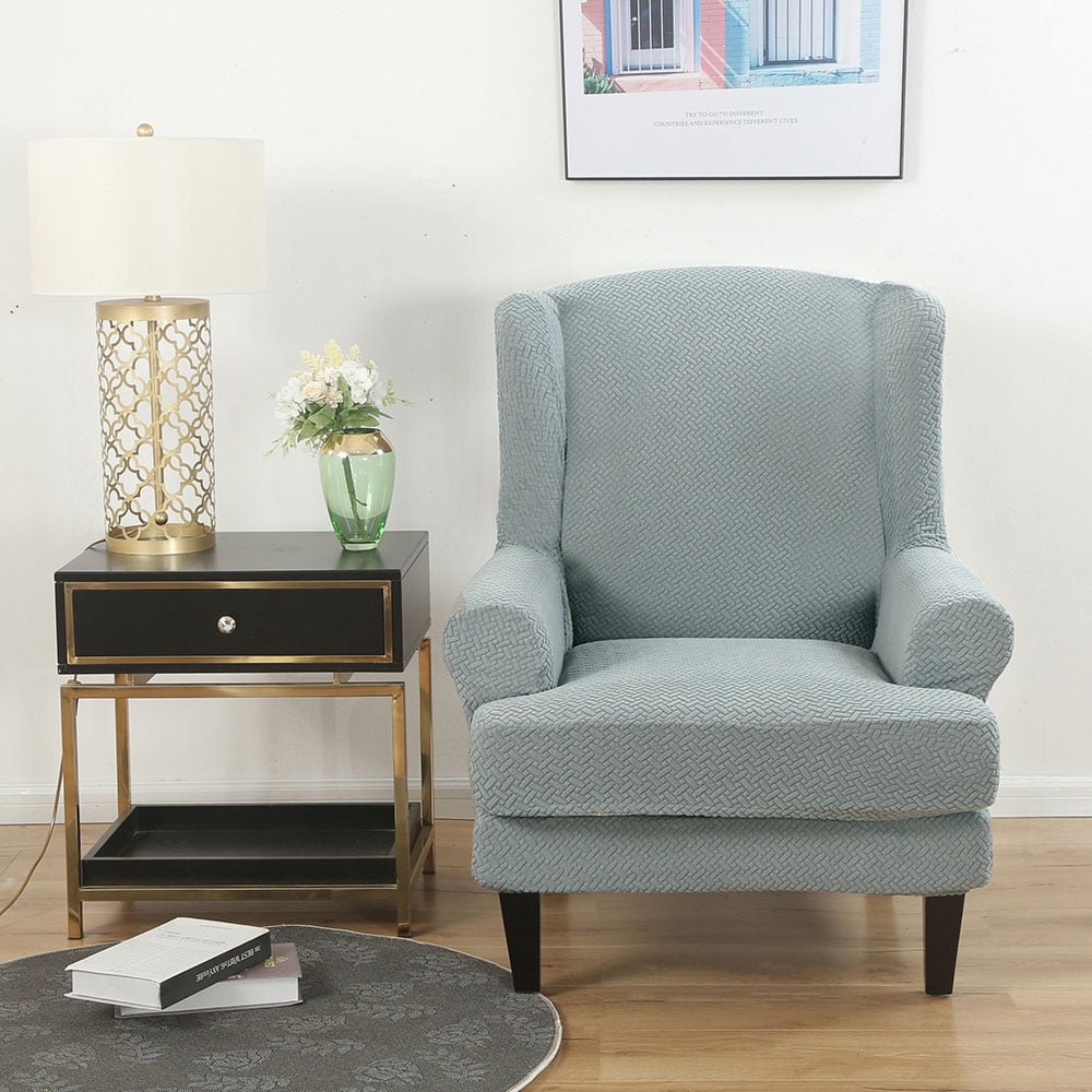 TOPCHANCES 2Piece Stretch Jacquard Wing Chair Cover, Wingback Armchair