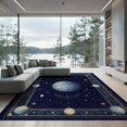 thumbnail image 2 of ODIKA 6'x9' Washable Area Rug Non-Slip, Easy Care, Deep Navy Gold Galaxy Starry Astrology Meteorite Uranus Themed Celestial Atlas Design for Family Room, Living Room, Master Bedroom, 2 of 7
