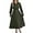 Military Green-1, variant on Women's Fall Long Sleeve Midi Dress V Neck Casual Loose Fit Spring Pleated A Line Flowy Vacation Dresses