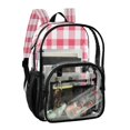 thumbnail image 2 of PVC Transparent Backpacks Clear Backpack for Travel and Outings Pink Checkered Pattern, 2 of 7