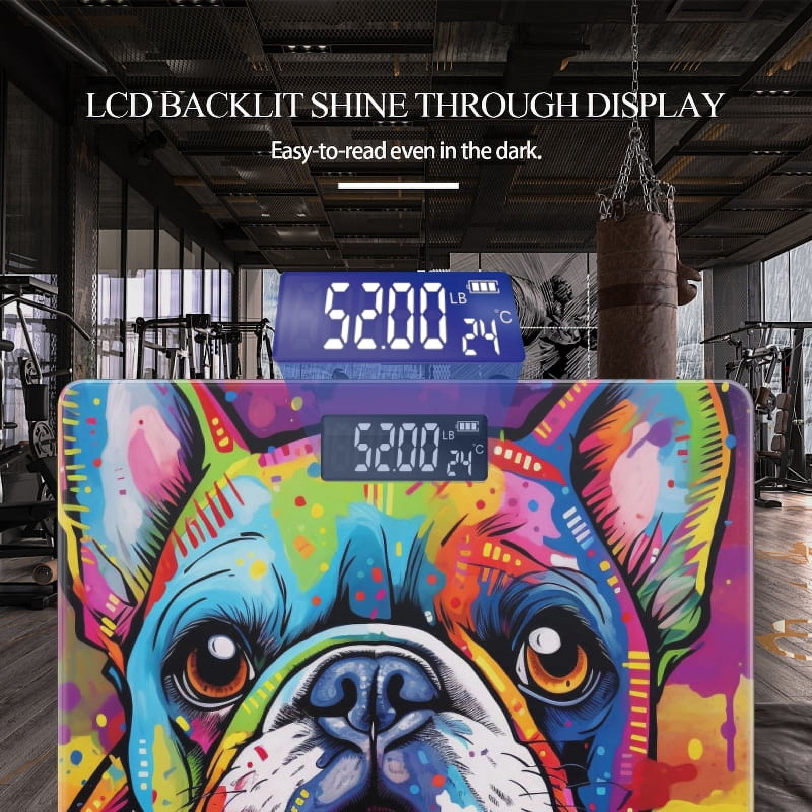 High Precision Body Weight Scale Smart Bathroom Scales with Large LCD Display(400lbs),Decorative for Bedroom-Cute Bulldog In The Style Of Colorful Graffiti