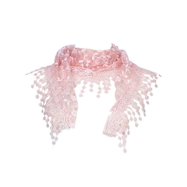 INSPIRAR CHIC Bufandas de encaje de mantilla de tul, velo triangular para cubrir la cabeza en la iglesia para bodas de damas de honor 51.2"x15.7" Rosa albaricoque claro