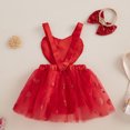 thumbnail image 4 of Okbabeha Baby Girl Valentines Day Outfits Halter Sleeveless Romper Dress Heart Print  one-piece  Bodysuit with Tutu Tulle Skirt Hem, 4 of 8