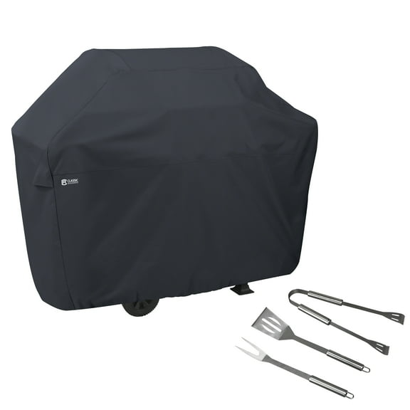 Classic Accessories Water-Resistant 58 Inch BBQ Grill Cover with Grill Tool Set