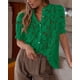 thumbnail image 3 of Blusa PRETTYGARDEN de encaje de manga corta para mujer, color verde oscuro, 3 of 6