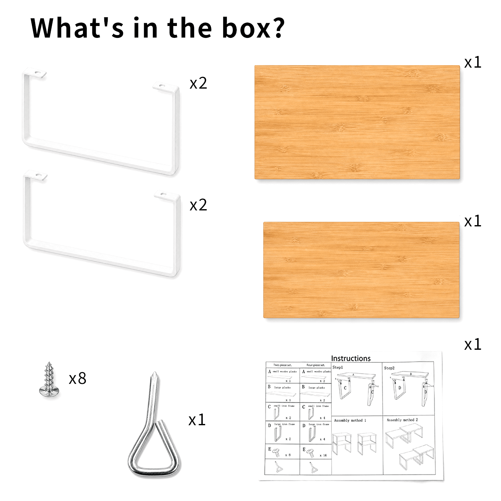 Koomade 2 Pack Cabinet Organizers Shelves, Kitchen Countertop Storage, Pantry Organizer, 11.7''W, Bamboo wood tone + White