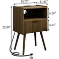 thumbnail image 2 of Nightstand with Outlet, Modern Bedside Table with Storage Drawer and Open Wood Shelf, for Living Room, Bedroom and Small Spaces, Accent Night Stand with Solid Wood Legs, Easy Assembly, Brown, 2 of 15