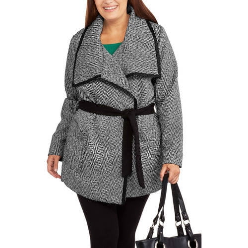 plus size belted wrap coat