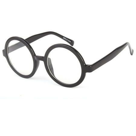 Mens Womens Fashion Round Retro Plastic Frame Clear Lens Eye Glasses Large Circl