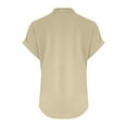 thumbnail image 6 of EWASWON Women's Linen Cotton Short Sleeve Button-Up Shirt V-Neck Loose Fit Blouse for Casual Office Outdoor,Khaki,S, 6 of 6