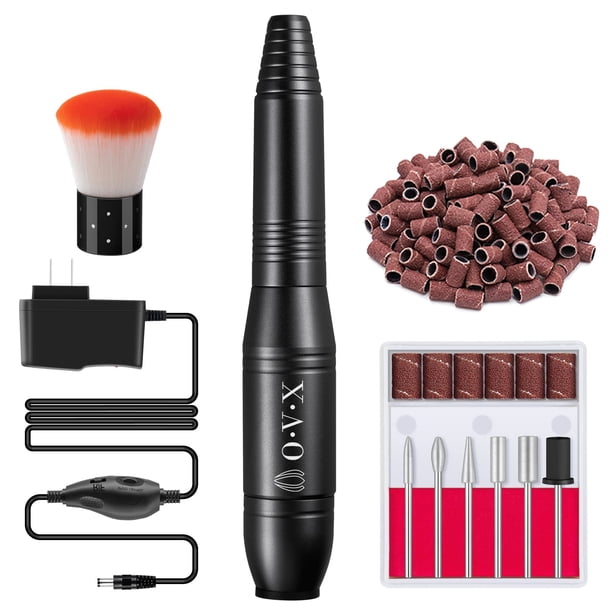 Kit de taladro de uñas Lima de uñas eléctrica Máquina de taladro de uñas portátil Juego de pedicura de manicura profesional Herramientas de forma de pulido para uñas de gel acrílico con brocas de uñas