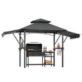 thumbnail image 3 of 8x5 FT Heavy‑Duty Grill Gazebo, Double‑Tier Vented BBQ Shelter with Adjustable Dual Side Awnings, Steel Frame, LED Lights, Shelves & Hooks for Backyard Patio, 3 of 9