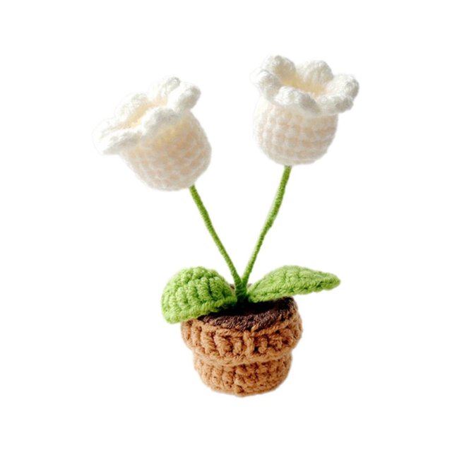 Flores tejidas a mano en macetas de crochet, plantas artificiales, regalo tejido terminado como se muestra