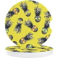 thumbnail image 1 of RYLABLUE Pineapple with Glasses Yellow Set of 6 Car Coaster for Drinks, Absorbent Ceramic Stone Coasters Cup Mat with Cork Base for Home Kitchen Room Coffee Table Bar Decor, 1 of 5