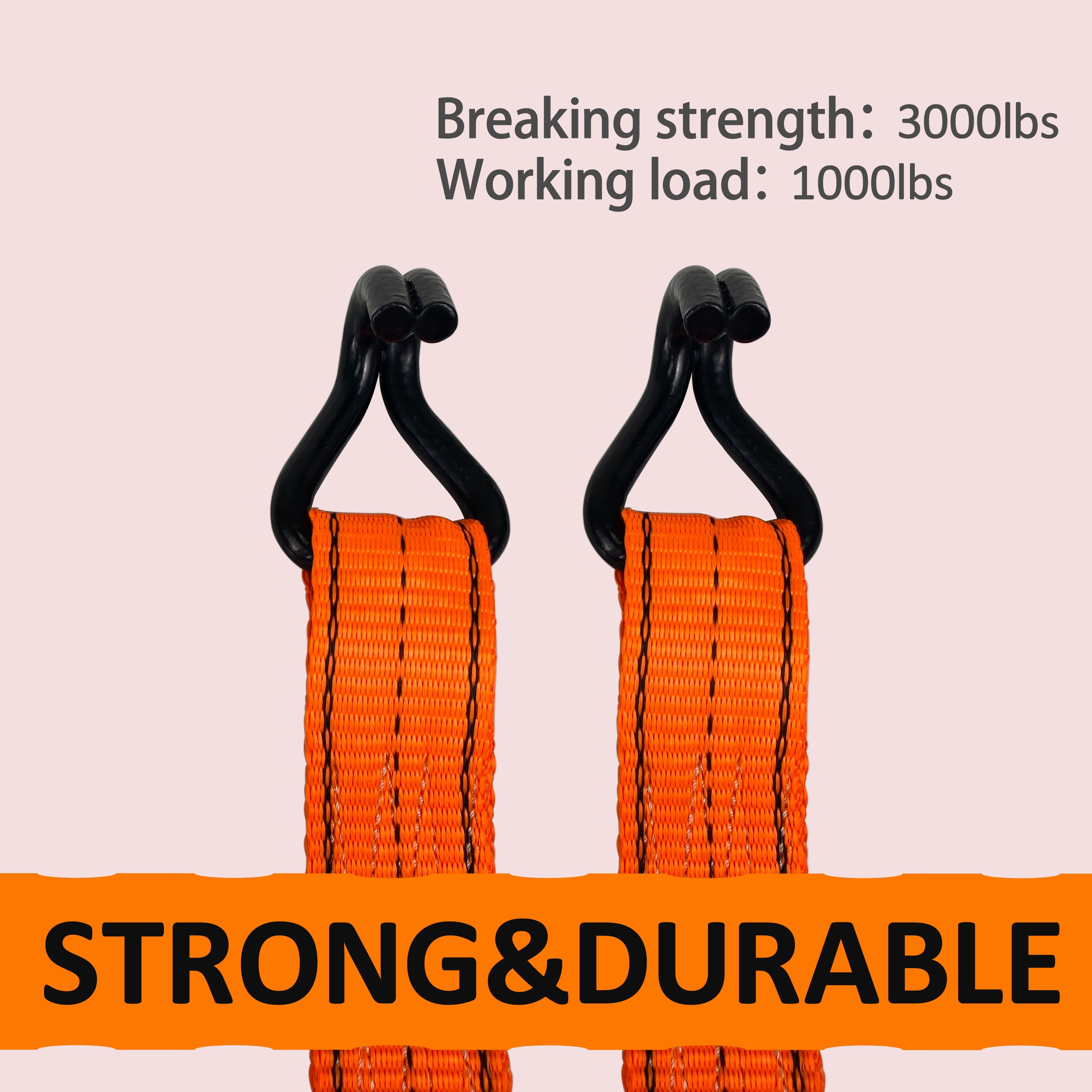 HFS(R) 4Pcs 1.5" x 15 ft Heavy Duty Ratchet Cargo Tie Down Straps 3000 lbs Dual J-Hooks Orange