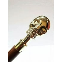 NAUTICALMARTUS BY Brass Nautical Human Skull Head Handle Antique Style Wooden Walking Stick Cane Gift