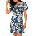 thumbnail image 2 of Naloa Flowers Print Women Nightgowns,Womens Loungewear,Short Sleeve Sleepwear,Comfy Ladies Nightdress, 2 of 6