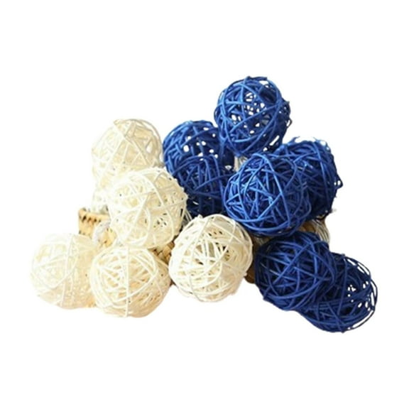 CuiLiyq Rattan Ball String Lights, 9.8 Ft 20 LED Battery Powered Sphere Christmas Lights, Indoor Fairy String Lights Decorative for Bedroom Party Wedding (Sky Blue)