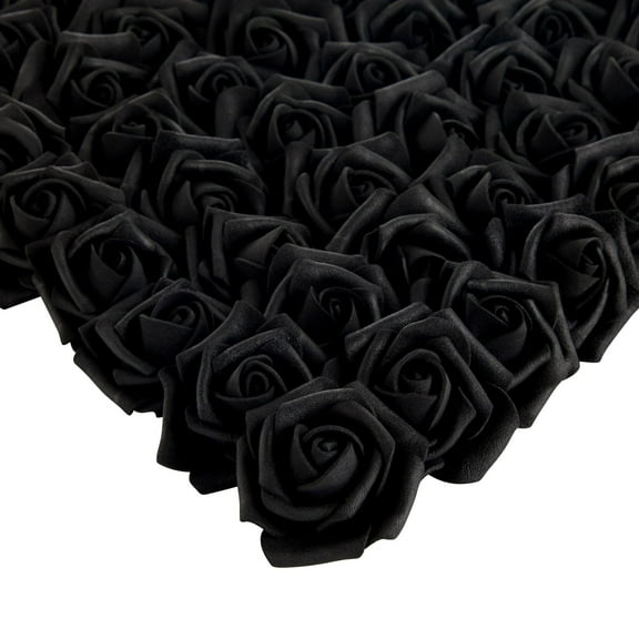 Bright Creations Stemless Artificial Roses - Black Artificial Flowers for Crafts - Soft Foam Roses for DIY Arrangements - 200 Count, 2 in Dia & 1.3 in H