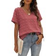 thumbnail image 1 of Camiseta Con Cuello En V Para Mujer, Poliéster Suave, Camiseta Con Cuello En V Y Lunares Para Mujer, Ropa Cómoda, Manga Corta Para La Oficina EOTVIA No, 1 of 6