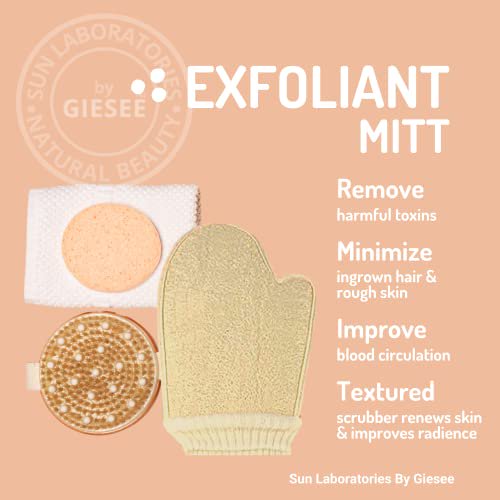 Sun Labs Unscented Exfoliating Body Scrub With Loofah Sponge Mitt For Soft Skin - 8 Fl. Oz. Bottle