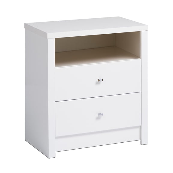 Prepac Calla 2-Drawer Tall Nightstand, White