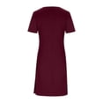 thumbnail image 5 of Dolkfu Red Dresses for Women Trendy V-Neck Short Sleeve Pull-on Petal Bodycon Solid Fashion Mid-Length Slim Dresses Wine,L, 5 of 5