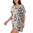 thumbnail image 2 of Kdxio Cartoon Bear Brown Print Pajamas Sets for Women Short-Sleeved Pjs with Lounge Shorts Two Piece Sleepwear S-4XL, 2 of 9
