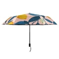 thumbnail image 3 of Green Leaves Lemons Illustration Style All Weather Umbrella Triple Folding Parasol 6 Ribs UV Protection Portable, 3 of 8