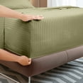 thumbnail image 4 of Royale Linen Striped Bed Sheet Set - Brushed Microfiber 1800 Bedding - 1 Fitted Sheet, 1 Flat Sheet, 2 Pillowcase - Wrinkle & Fade Resistant -4 Piece Damask Stripe Sheet Set (Stripe Sage Green, Full), 4 of 10
