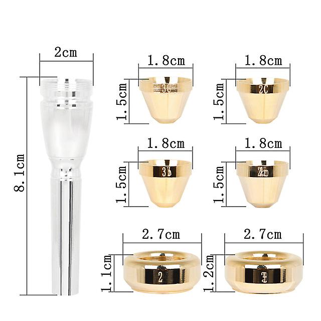 Brass silver plated trumpet mouthpiece set suitable for 3c 2c 2b 3b horn mouthpiece for