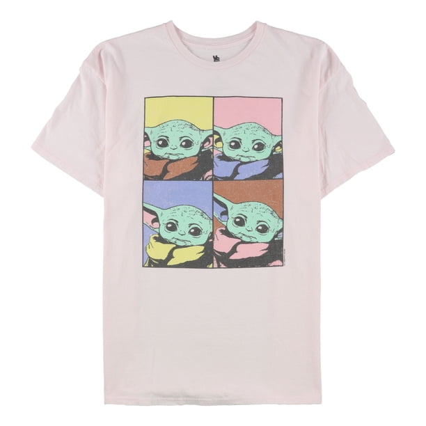 Camiseta gráfica Junk Food para hombre Baby Yoda rosa grande