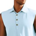 thumbnail image 4 of pstuiky Camisetas sin mangas para hombre, Chaleco informal sin mangas con botones y cuello abatible para hombre, de color liso, para verano Tops elegantes para mujer m, 4 of 4
