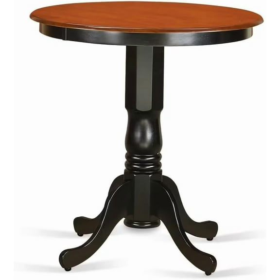 East West Furniture EDT-BLK-TP Eden Counter Height Table - a Round Dining Table Top with Pedestal Base, 30x30 Inch, Black & Cherry