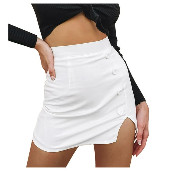 Summer Skirt Saving! Jerdar Women's Dress Fashion High Waist Slim Solid Color Buttock Wrapping Skirt White M