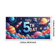 thumbnail image 6 of LUUFILx Happy 5th Birthday Space Theme Backdrop Galaxy Planets Rocket Decor Children Party Supplies Celebration Background Photography Banner, 6 of 8