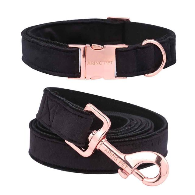ARING PET Dog Collar and Leash, Velvet Dog Collar and Leash Set, Soft & Comfy, Adjustable Collars for Dogs
