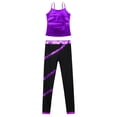 thumbnail image 3 of TSSOE Kids Girls Sleeveless Metallic Tank Top with Leggings Set 2 Piece Summer Outfit Gym Yoga Dance Purple 12, 3 of 6