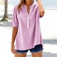 thumbnail image 4 of Kaemgyyd Womens Summer Tops Breathable Rolled up Long Sleeve Tunic Shirts Spring Fashion Blouses Beach Vacation Clothes, 4 of 7