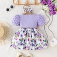 thumbnail image 3 of BULLPIANO Infant Baby Girl Dress Toddler Girl Clothes Short Sleeveless Flower Dress Summer Dresses with Headband for Girl, 3 of 7